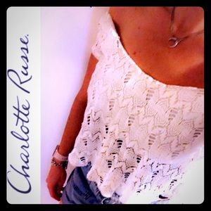 Lacy crochet crop top. On or off shoulder S